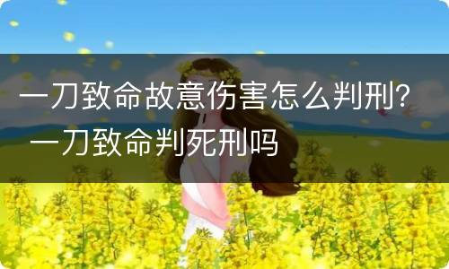 一刀致命故意伤害怎么判刑？ 一刀致命判死刑吗