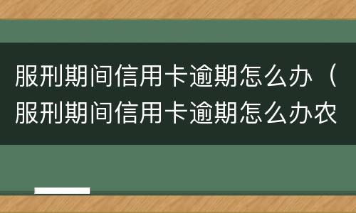 服刑期间信用卡逾期怎么办（服刑期间信用卡逾期怎么办农行）