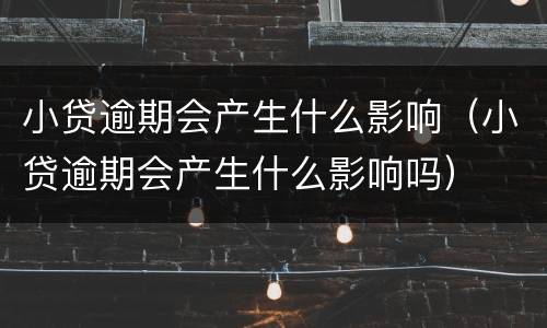 小贷逾期会产生什么影响（小贷逾期会产生什么影响吗）