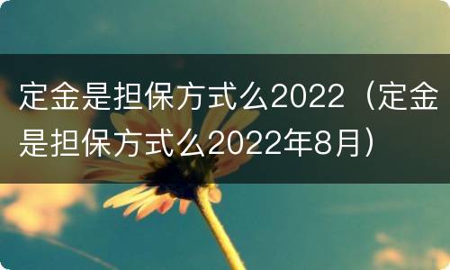 定金是担保方式么2022（定金是担保方式么2022年8月）