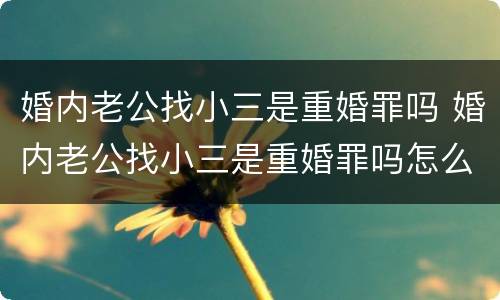婚内老公找小三是重婚罪吗 婚内老公找小三是重婚罪吗怎么判