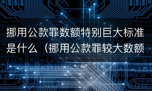 挪用公款罪数额特别巨大标准是什么（挪用公款罪较大数额）