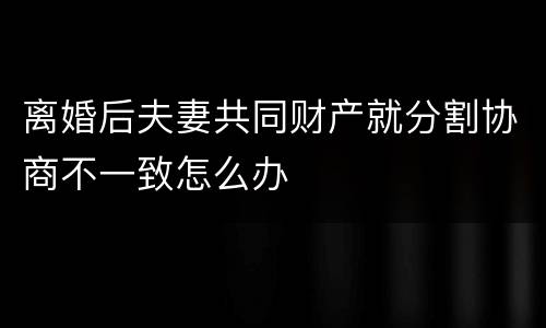 离婚后夫妻共同财产就分割协商不一致怎么办