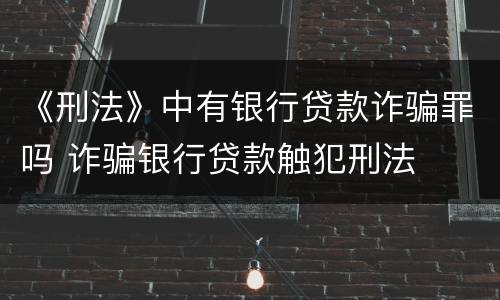 《刑法》中有银行贷款诈骗罪吗 诈骗银行贷款触犯刑法