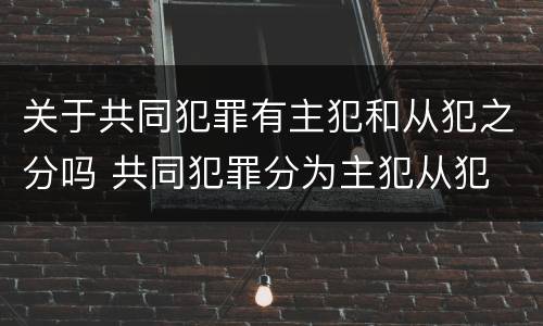 关于共同犯罪有主犯和从犯之分吗 共同犯罪分为主犯从犯