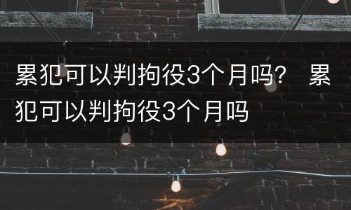 累犯可以判拘役3个月吗？ 累犯可以判拘役3个月吗
