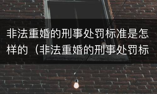 非法重婚的刑事处罚标准是怎样的（非法重婚的刑事处罚标准是怎样的呢）