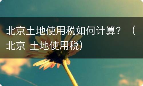 北京土地使用税如何计算？（北京 土地使用税）