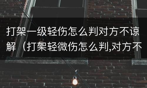打架一级轻伤怎么判对方不谅解（打架轻微伤怎么判,对方不谅解）
