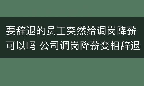 要辞退的员工突然给调岗降薪可以吗 公司调岗降薪变相辞退如何应对