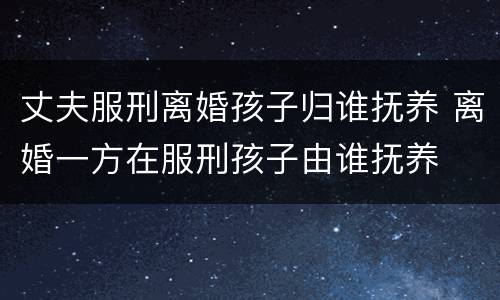 丈夫服刑离婚孩子归谁抚养 离婚一方在服刑孩子由谁抚养