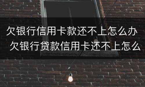 欠银行信用卡款还不上怎么办 欠银行贷款信用卡还不上怎么办