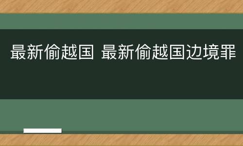 最新偷越国 最新偷越国边境罪