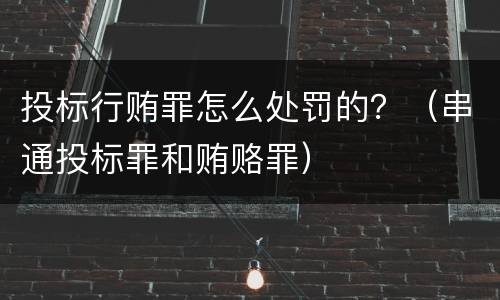 投标行贿罪怎么处罚的？（串通投标罪和贿赂罪）