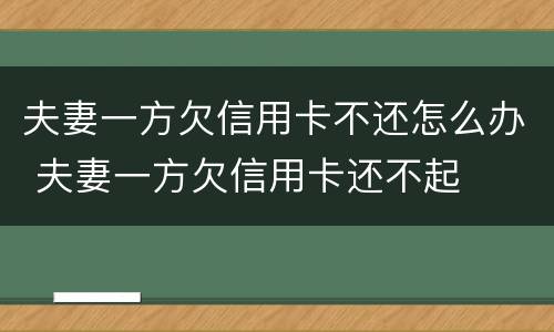 夫妻一方欠信用卡不还怎么办 夫妻一方欠信用卡还不起