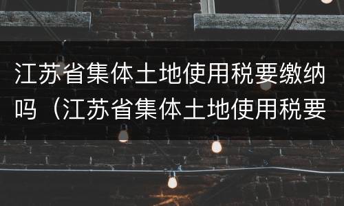 江苏省集体土地使用税要缴纳吗（江苏省集体土地使用税要缴纳吗现在）