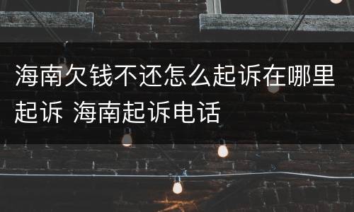 海南欠钱不还怎么起诉在哪里起诉 海南起诉电话