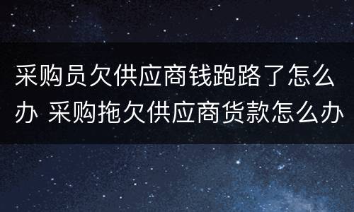 采购员欠供应商钱跑路了怎么办 采购拖欠供应商货款怎么办