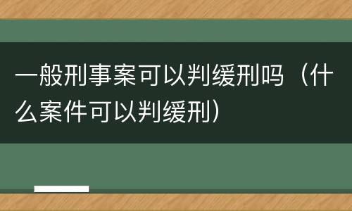 一般刑事案可以判缓刑吗（什么案件可以判缓刑）
