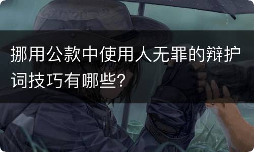 挪用公款中使用人无罪的辩护词技巧有哪些？