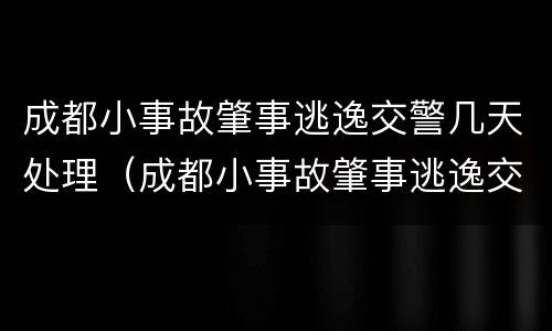 成都小事故肇事逃逸交警几天处理（成都小事故肇事逃逸交警几天处理完毕）