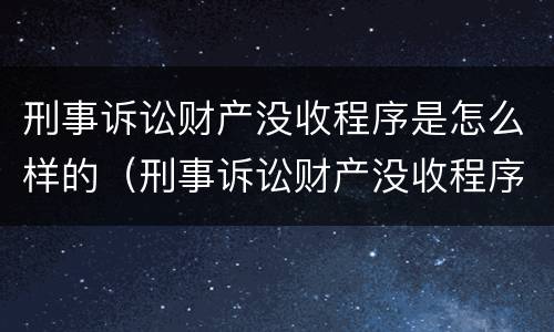 刑事诉讼财产没收程序是怎么样的（刑事诉讼财产没收程序是怎么样的案件）