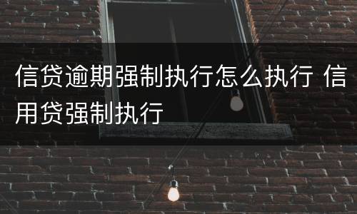 信贷逾期强制执行怎么执行 信用贷强制执行