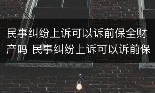 民事纠纷上诉可以诉前保全财产吗 民事纠纷上诉可以诉前保全财产吗法院