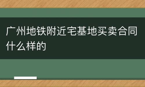 广州地铁附近宅基地买卖合同什么样的