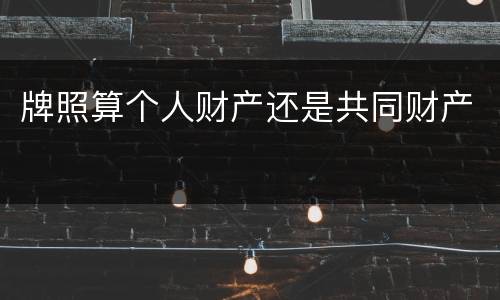 牌照算个人财产还是共同财产