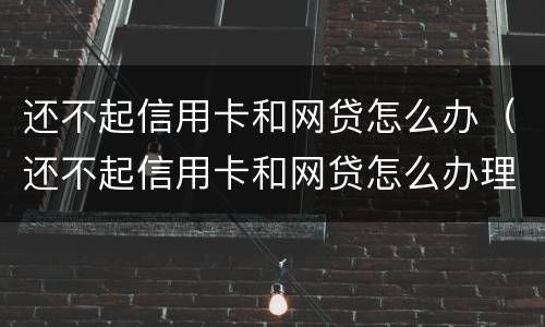 还不起信用卡和网贷怎么办（还不起信用卡和网贷怎么办理）