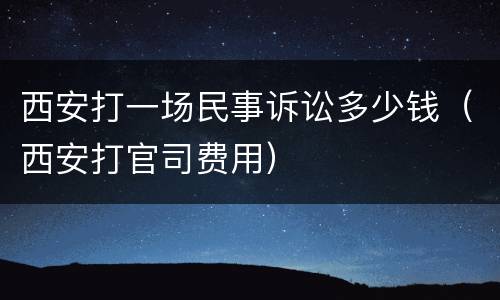 西安打一场民事诉讼多少钱（西安打官司费用）