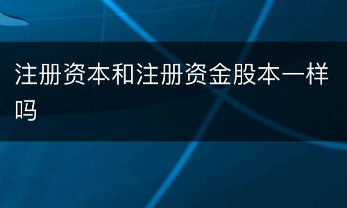 注册资本和注册资金股本一样吗
