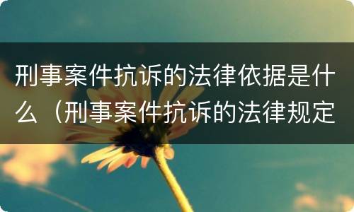 刑事案件抗诉的法律依据是什么（刑事案件抗诉的法律规定）