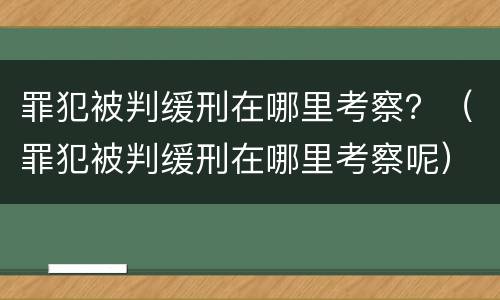 罪犯被判缓刑在哪里考察？（罪犯被判缓刑在哪里考察呢）