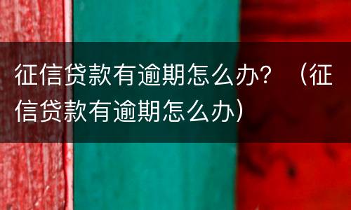 征信贷款有逾期怎么办？（征信贷款有逾期怎么办）