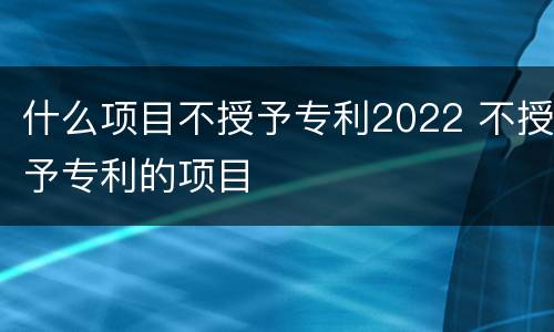 什么项目不授予专利2022 不授予专利的项目