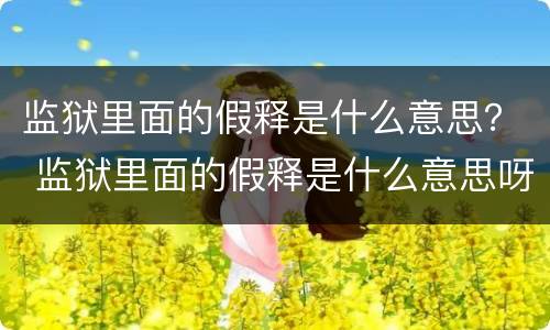 监狱里面的假释是什么意思？ 监狱里面的假释是什么意思呀