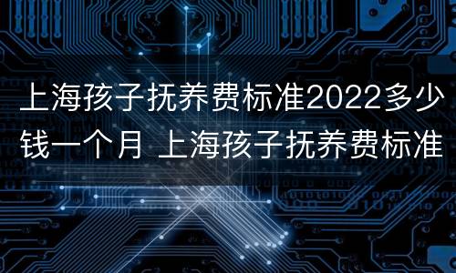 上海孩子抚养费标准2022多少钱一个月 上海孩子抚养费标准2021