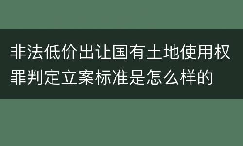 非法低价出让国有土地使用权罪判定立案标准是怎么样的