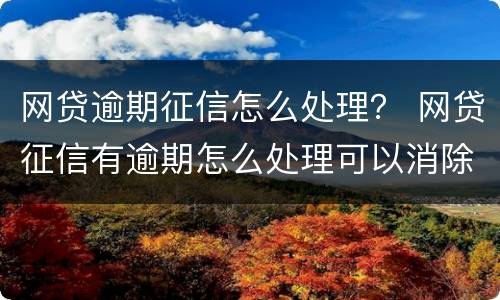 网贷逾期征信怎么处理？ 网贷征信有逾期怎么处理可以消除