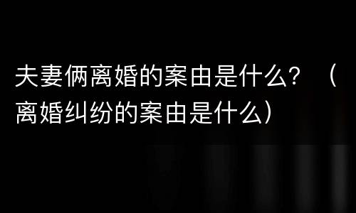 夫妻俩离婚的案由是什么？（离婚纠纷的案由是什么）