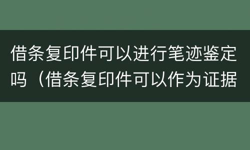 借条复印件可以进行笔迹鉴定吗（借条复印件可以作为证据吗）