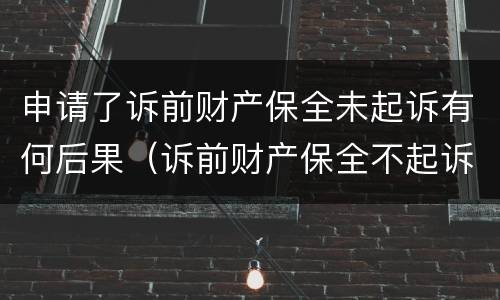 申请了诉前财产保全未起诉有何后果（诉前财产保全不起诉）