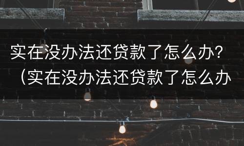 实在没办法还贷款了怎么办？（实在没办法还贷款了怎么办）