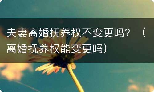 夫妻离婚抚养权不变更吗？（离婚抚养权能变更吗）