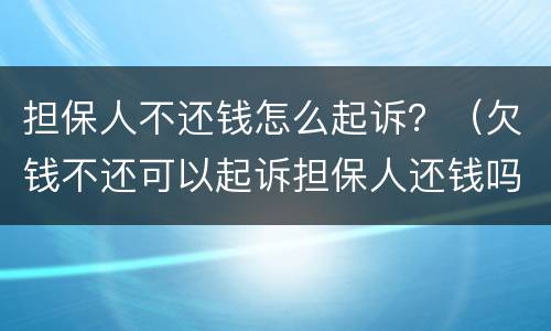 担保人不还钱怎么起诉？（欠钱不还可以起诉担保人还钱吗）