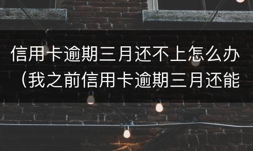 信用卡逾期三月还不上怎么办（我之前信用卡逾期三月还能申请吗）