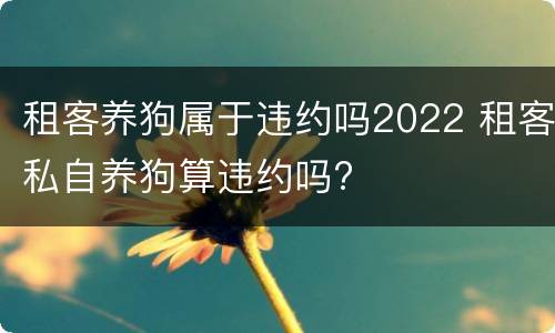 租客养狗属于违约吗2022 租客私自养狗算违约吗?