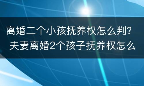 离婚二个小孩抚养权怎么判？ 夫妻离婚2个孩子抚养权怎么判定